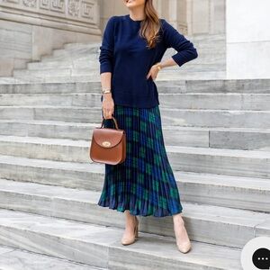 SAIL TO SABLE Plaid Blue and Green Dress with Pullover Sweater